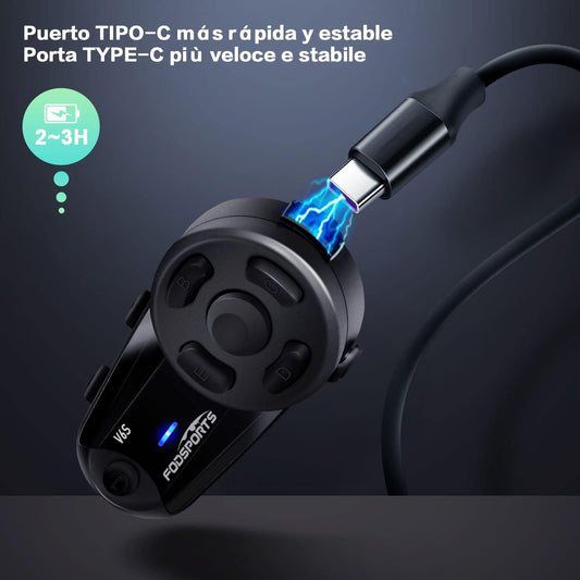 2x Intercomunicadores Moto - Fodsports V6S (1000m) - Bluetooth 5.0 — imagem 2